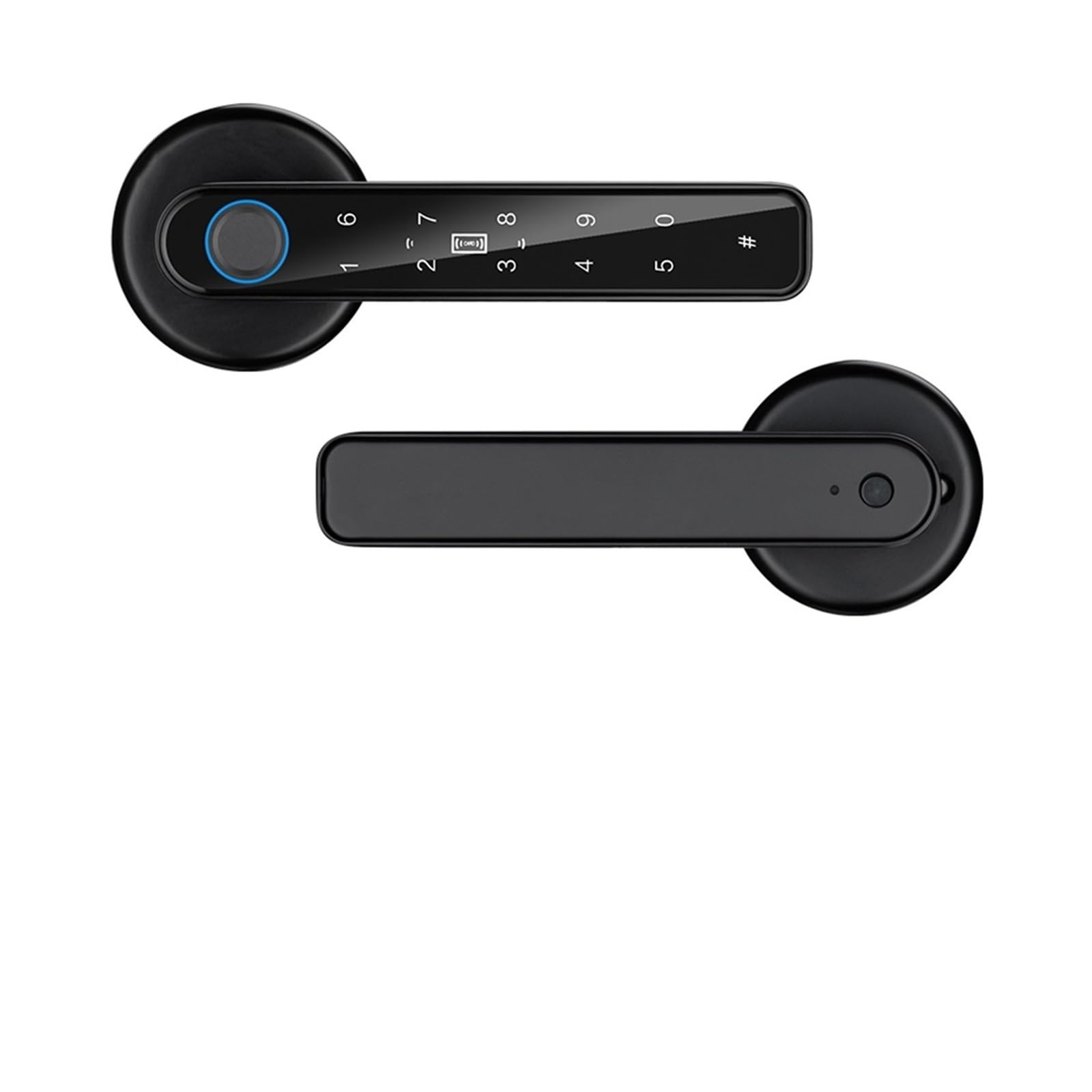 Fingerprint Security Handle Lock Biometric Password Key Unlock Type-C Emergency Charge for Doors(Nero)