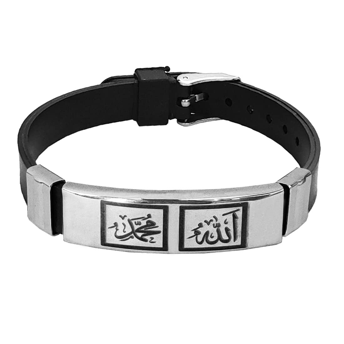 M Men Style Religious Muslim Allah Prayer Islamic Jewelry Black And Silver Silicone Stainless Steel Bracelet For Men And WomenLSBr2202 (B0BJDN952R) Amazon Price History, Amazon Price Tracker