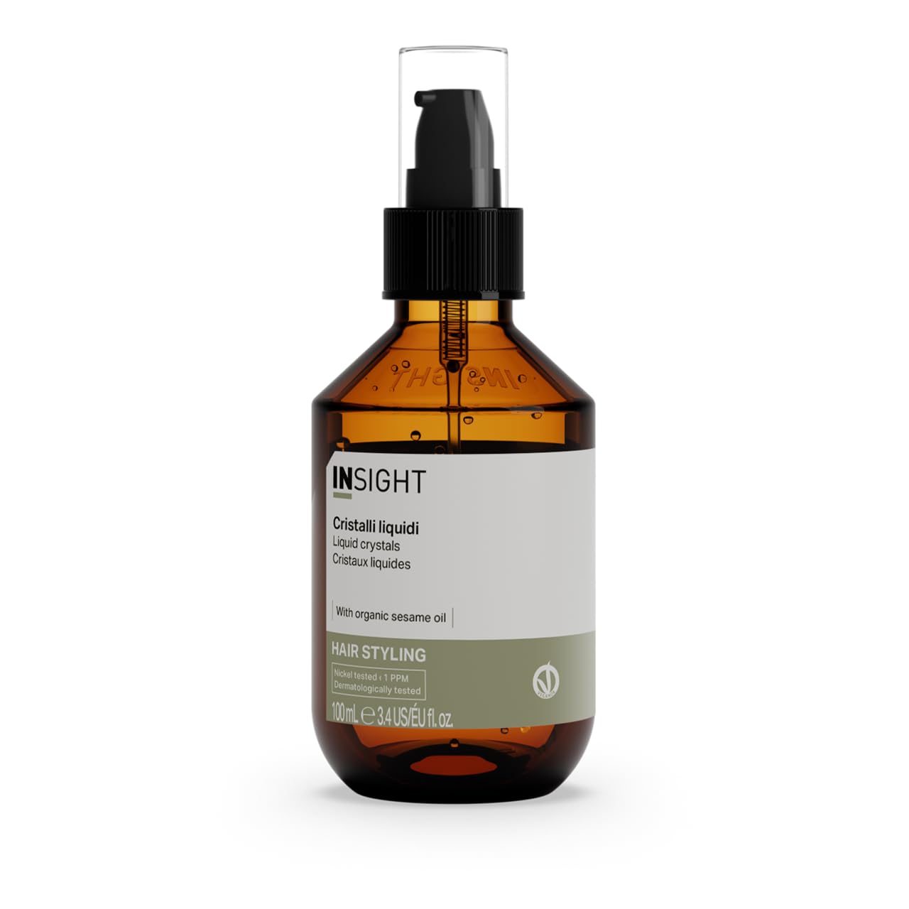 Insight Liquid Crystals 100ml | Aceite de sésamo orgánico y aceite de linaza con efecto fluido que realza el brillo del cabello, para un acabado perfecto después del peinado