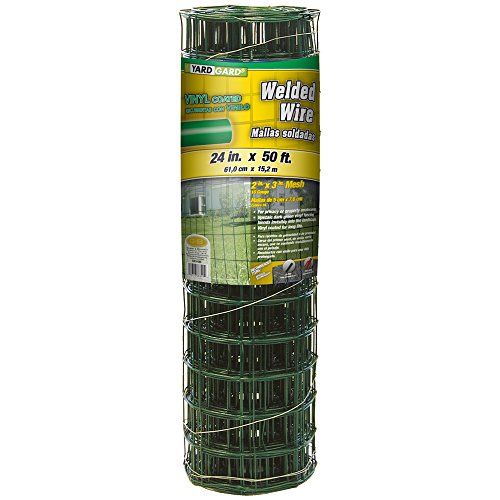 YARDGARD 2 in. x 3 in. Mesh Welded Wire Fence 24 in. x 50 ft. 16Gauge Green Vinyl Coated Galvanized Steel for Animal Enclosures | Property Protection | Garden and Rabbit Fencing