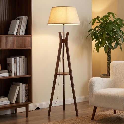 Image of Tripod Floor Lamp with Shelf, Modern Corner Lamps for Living Room