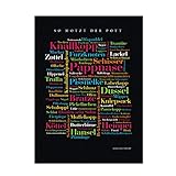  Leinwand Ruhrpott Schimpfwörter, Tagcloud mit Schimpfwörtern aus dem Ruhrgebiet als Souvenir oder Geschenkidee für Ruhrpott-Fans - Keilrahmen 50x70 cm