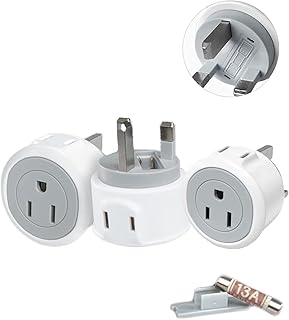 US to UK Plug Adapter,Znknthr 2/3 Pin USA to 3 Pin UK Plug Adaptor with 13A Fuse,American/Canada/Japan to British Plug Converter Power Adapter,for Type A/Type B Plug(3 Pack)