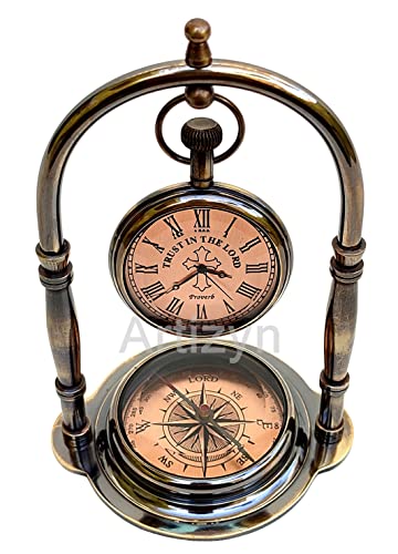 Trust In The Lord Quote Shelf/Table Clock, Engraved Brass Desk Clock & Camping Compass Confirmation Christian Gift For Men & Women, Jesus Religious Gift For Teen Boys, Easter Gift For Daughter & Son #TOP26