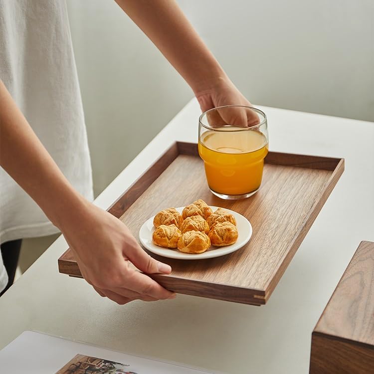 Bandeja Decorativa De Madera, Bandeja Rectangular para Té, Bandeja para Juego De Té Doméstico, Bandeja para Postres, Bandeja De Almacenamiento, Bandeja para Alimentos..Medium