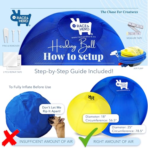 Race&Herd Herding Ball for Dogs Blue Heelers, Horse Ball & Ball Cover - 25" Ball Large with Air Pump | for Play Hurding Ball | Hearding Ball Toys for Horses Stall - Image 7