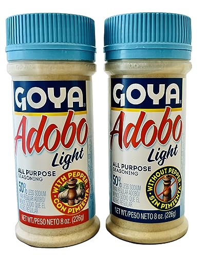 Brambo'S Market Adobo Light 50% Less Sodium All-Purpose Seasoning Bundle With 1 Container Each Of Goya Adobo Peppered & Pepper-Free Flavors thumb #1