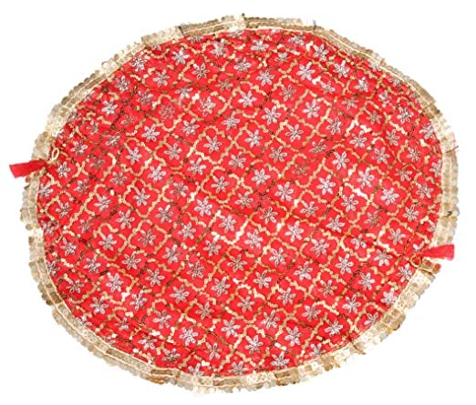 OneStoreIndia Handmade Traditional Designer Pooja thali Cover (2 in 1 Cover Cum Potli) Shagun Thali Cover, thali Cover Religious Products or Special Occasions. |Thali Cover - 4 |-image-49