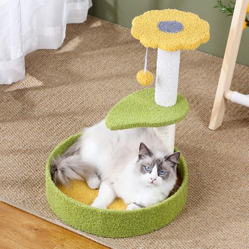 キャットタワー カラー4 ミニ 猫タワー 猫ツリー 小型 低め 据え置き コンパクト 省スペース 爪とぎ 40cm おしゃれ インテリア シンプル かわいい ポンポンおもちゃ付き 子猫タワー 猫 爪研ぎ 低い 爪研ぎポール