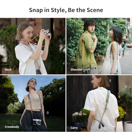 Image of PGYTECH Camera Shoulder Strap Air for Mirrorless Quick Release Camera Strap Leather-like Surface with Braided Ropes Adjustable Neck Strap Light for Sony ZV-E10 for Canon G7 X, Night Black
