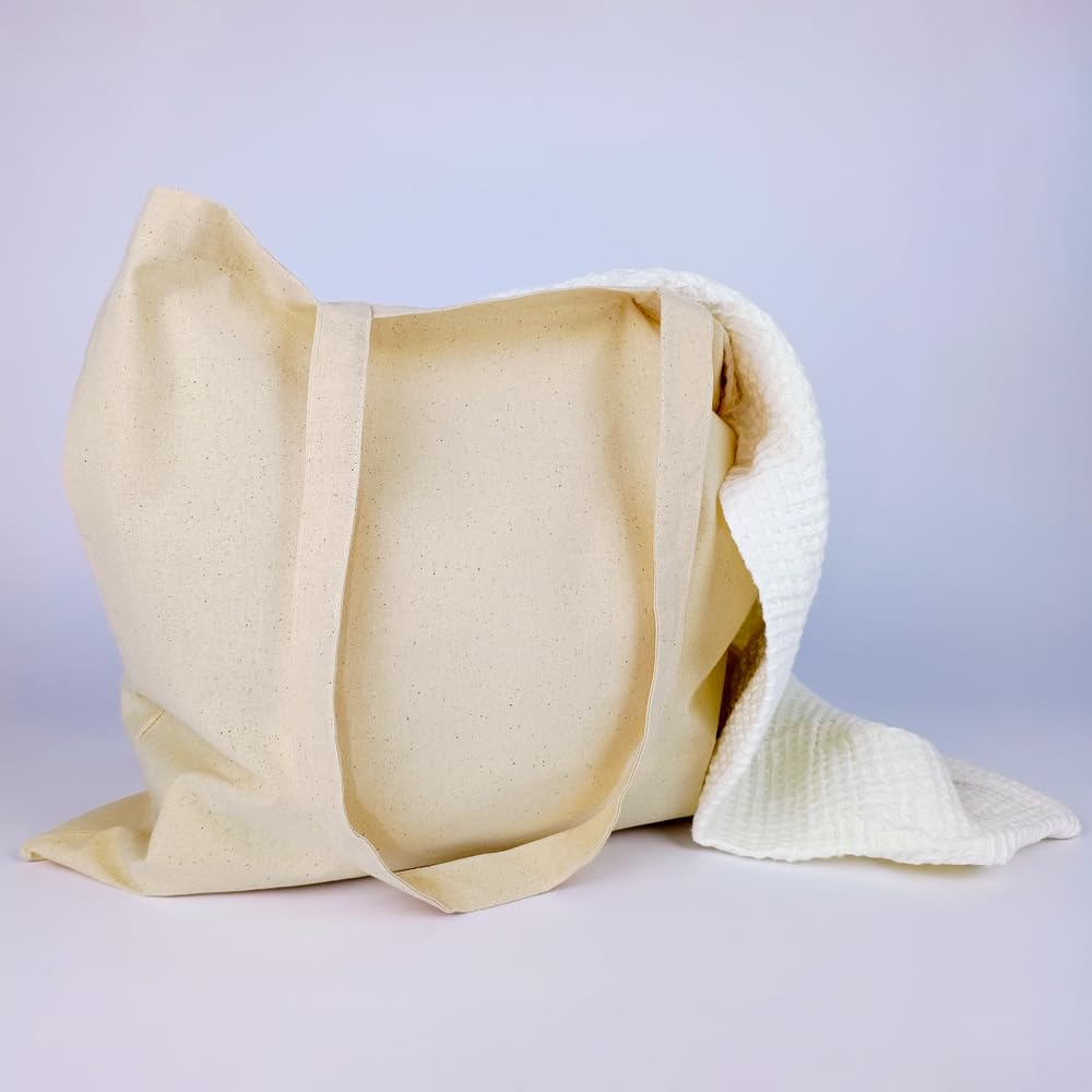 Cottonbagjoe Sac en coton | Sac en jute | Non imprimé | Format paysage | 2 longues anses | 45 x 42 cm (naturel, 150 pièces)