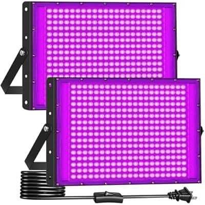 300W Blacklight Floodlight with 10ft Cable, Waterproof LED Black Light Flood Light with Switch&Plug for Outdoor Neon Party, Halloween, Fluorescent, Birthday, Glow in The Dark, 2 Pack