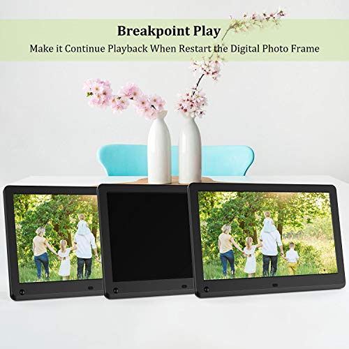 Digital Picture Frame 12 Inch 1920x1080 16:9 IPS Screen Photo Auto Rotate, Motion Sensor, 1080P Video Frame, Auto Play Photo/Video/Music, Background Music, Auto Turn On/Off, Include 32GB SD Card