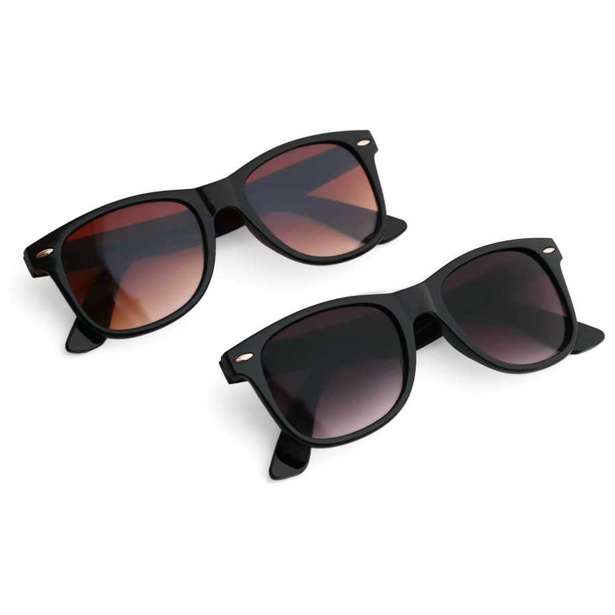 GANSTA Unisex UV Protected Square Sunglasses Combo for Men Women(Black, Brown) Pack of 2