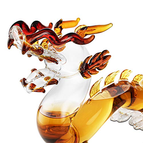 Dragon Drinking Decanter - 2024 Year of The Dragon, GOT, I Drink and I Know Things - Whiskey and Wine Decanter Large 10x16\" - 100% Lead-Free Borosilicate Glass - Handblown Glass, Movie Night ! (600ml) - Thumbnail 3