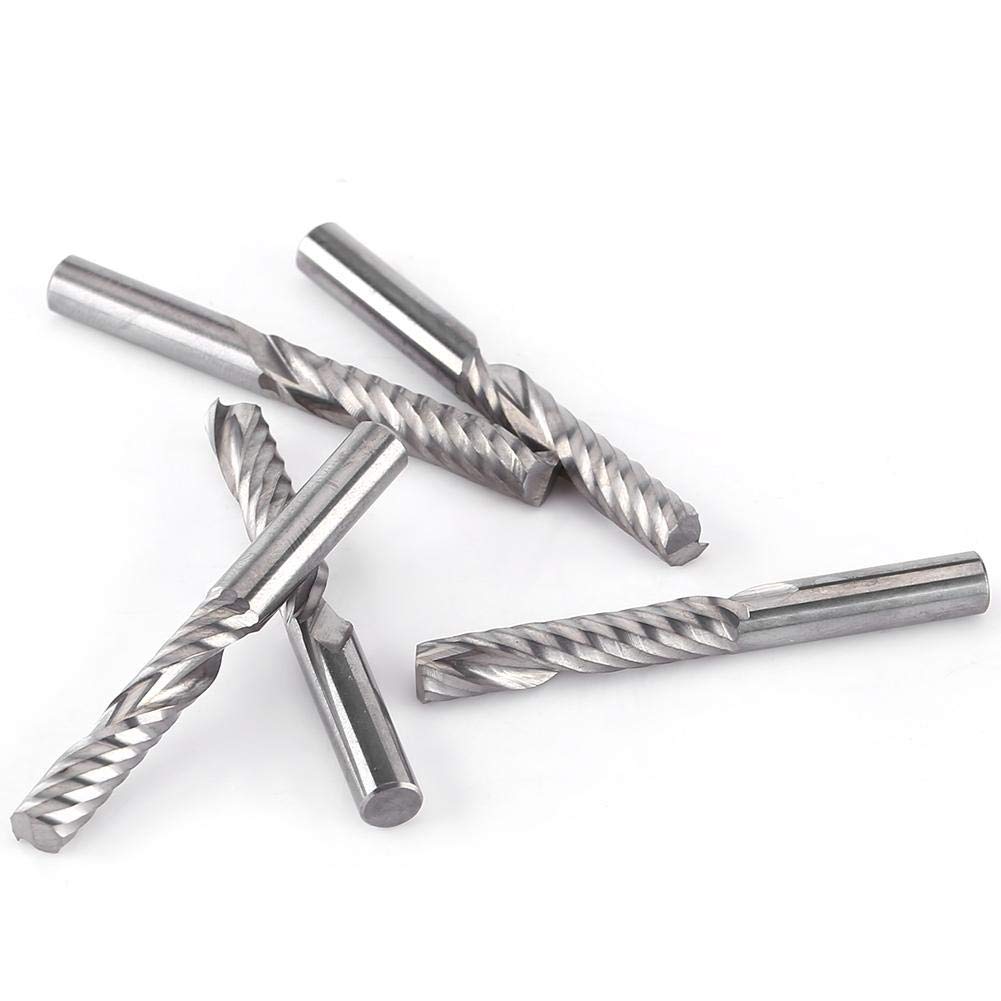 5pcs 6mm Fresas de carburo de tungsteno de una sola flauta Fresa en espiral Fresadora CNC Fresa Bits para máquina de corte CNC