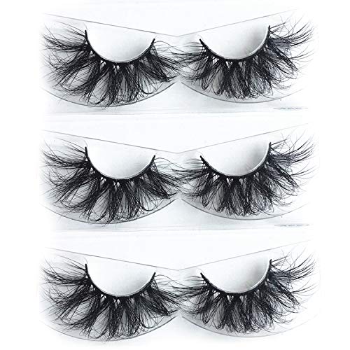 3 Pairs 25mm Mink Lashes 3D Mink Eyelashes Extension Volume Natural Eyelashes Mink Ruairie