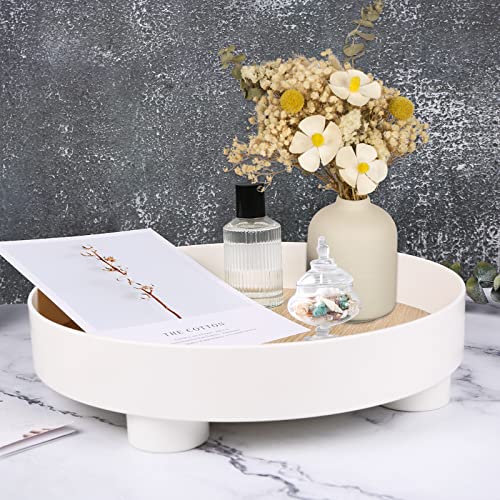 Lioong Modern Decorative Trays Round White Storage Tray Organizer Storage Box Coffee Table Tray For Home Table Decor Gift For Women Mom Girls #TOP5