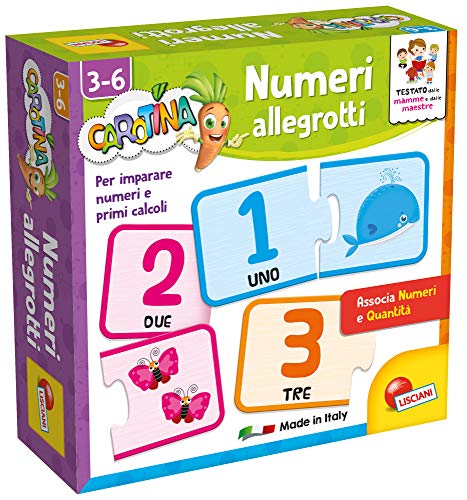 Lisciani Giochi- Carotina Quadrotte Numeri Allegrotti Gioco Educativo Prescolari, Multicolore, 87471