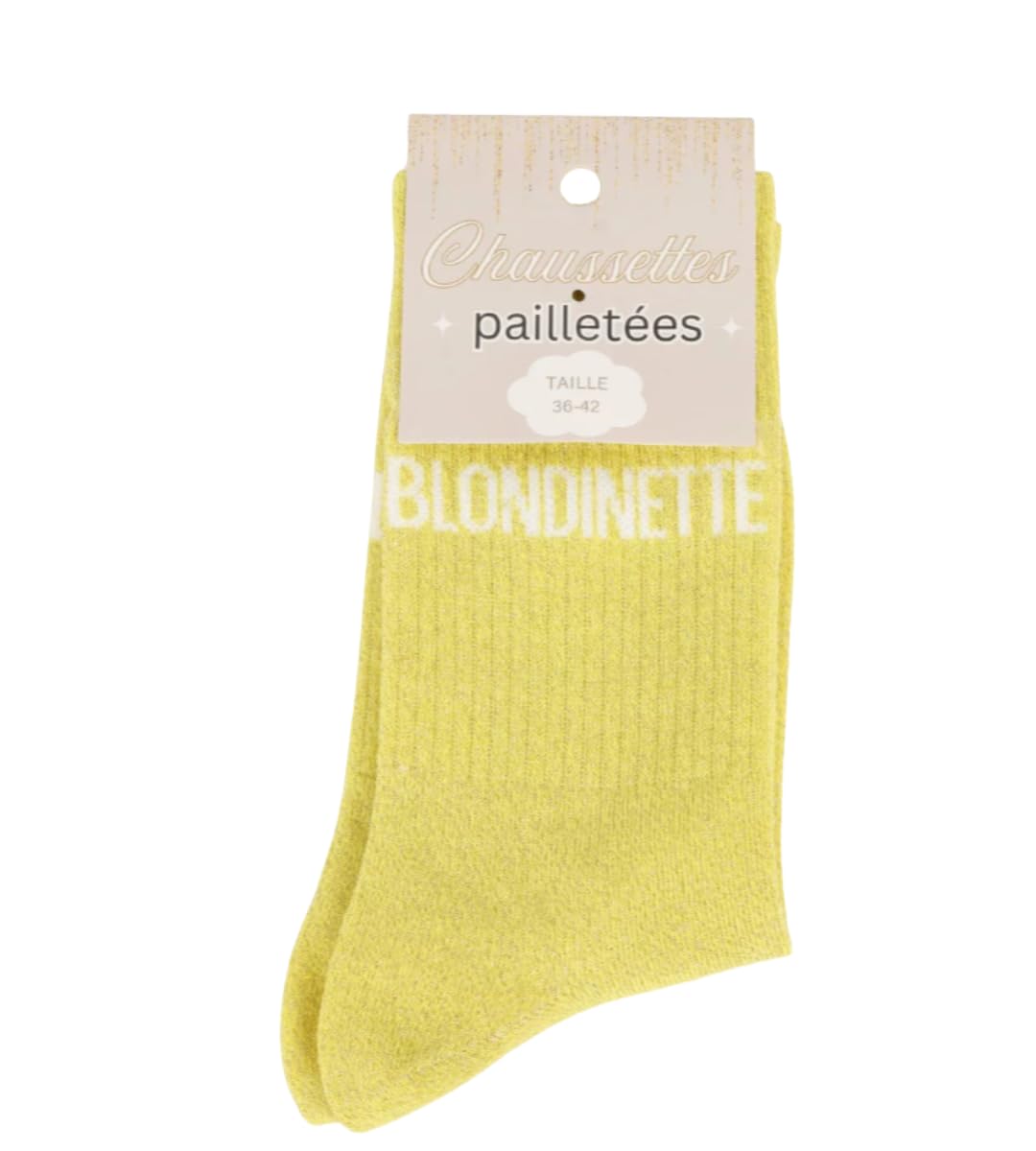 Felizz, Glitter socks - Blondinette (36-42), Yellow, One Size