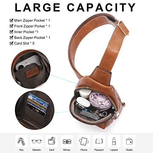 CLUCI Small Sling Bag for Women, Leather Crossbody Fanny Packs Trendy, Women's Chest Bag4
