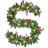 Guirlande Sapin 2,7 m, Decoration Noel Guirlande Noel Artificiel avec lumières 30 LED, De...