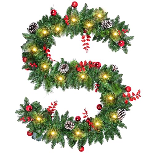 Coroa natalícia para interior e exterior, decoração para lareira e escadas