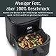 CASO AirFry 6.0 - Heißluftfritteuse, Airfryer, 6 Liter, Timer, Besonders Leise 38 db, Shake-Reminder, 8 praktische Voreinstellungen, Touch Bedienung, Edelstahl Innenraum, Schwarz