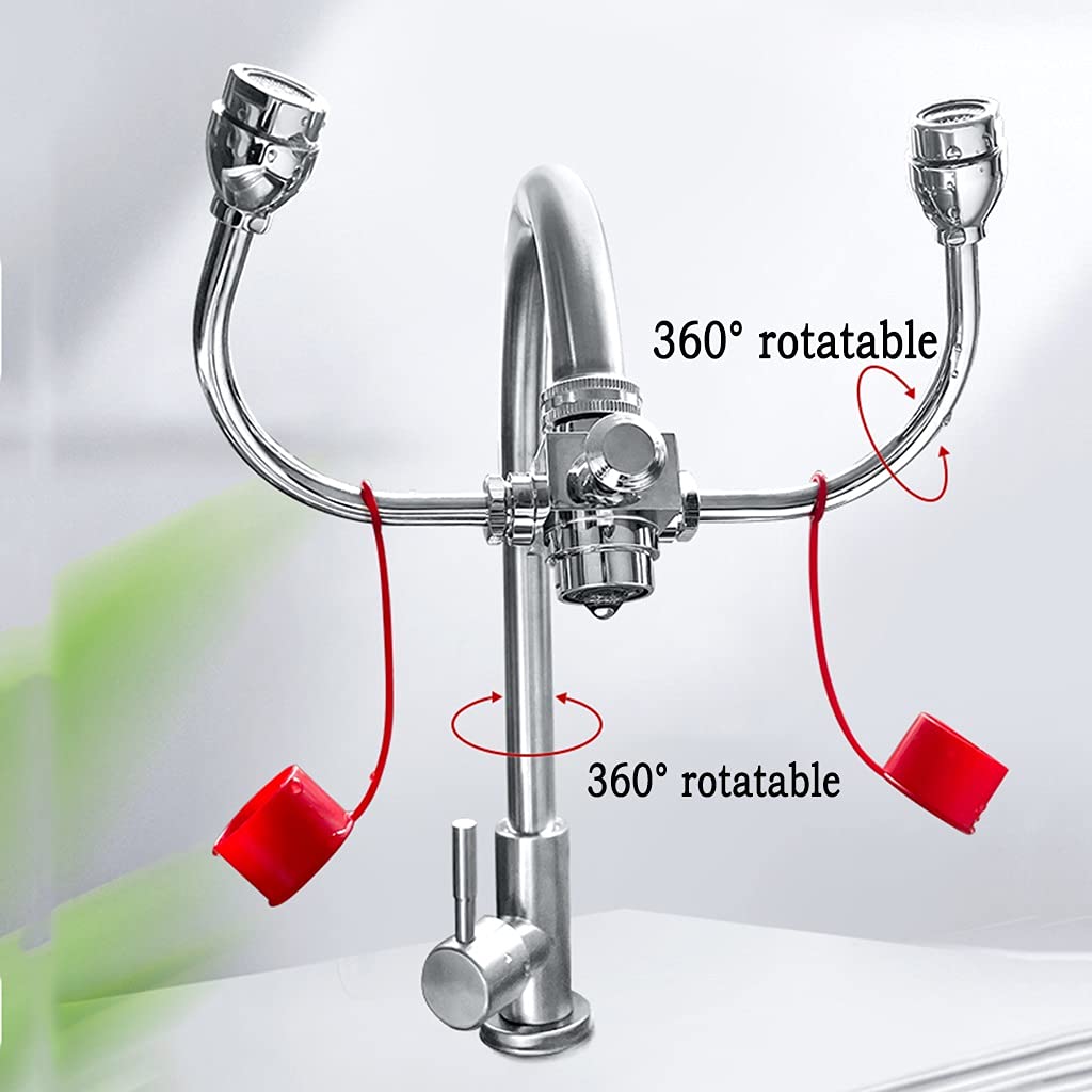 Augendusche für Notfälle, Augendusche zur Befestigung am Wasserhahn, drehbarer Doppelsprüh-Augenduschenaufsatz für Waschbecken (Stil 1) (Stil 2)