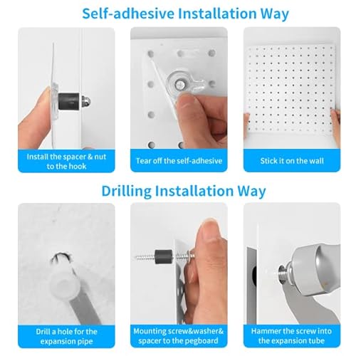 Demedo Pegboard,Peg Board,Pegboard Wall Organizer With Self-Adhesive Hooks, No Drilling To Wall,Peg Boards For Walls,Easy Installation,Metal Pegboard For Craft Room Garage Kitchen Workshop #TOP3