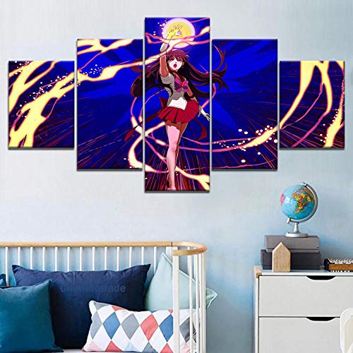 NOBRAND Lienzo Cuadros Modernos Decoración del hogar 5 Piezas Sailor Moon Pintura Arte de la Pared...