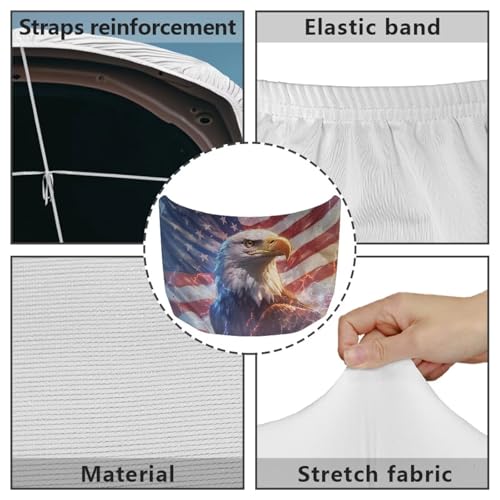 Image of Cool Eagle American Car Hood Cover Polyester Elastic Fabrics Washable Suitable for Large SUV and Pickup Trucks 39x59in