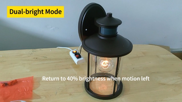 Image of MICSIU 2-Pack Black Motion Sensor Outdoor Wall Light No Assembly Required | 11.5 inch Dusk to Dawn Security Exterior Fixture, Seeded Glass Rustic Cabin Porch Light Sconce for Garage, Deck