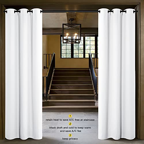 Image of NICETOWN Curtains & Drapes for Door Tapestry, 144 inches Long Door Curtains for Bathroom Pantry Bedroom Closet (White, 1 Panel, 5ft Wide x 12ft Long)