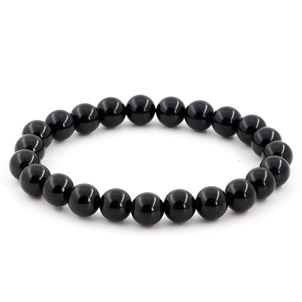 Clearain Natural Gemstones Bracelet 8mm Chakra Round Beads Energy Power Crystal Reiki Healing Elastic Stretch 7 Inch for Women Men Unisex