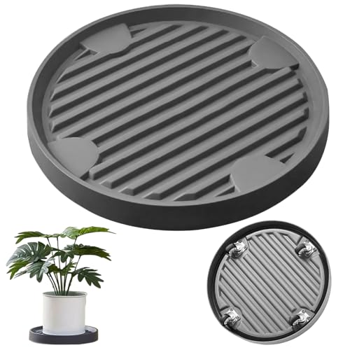 Tkxjry 22cm Plant Caddy mit Rädern, Bewegliches Pflanzentablett, Rund Rollbrett Pflanzen, mit 4 Universalrollen, Belastbar 75kg, für Drinnen und Draußen, für den Transport von Topfpflanzen