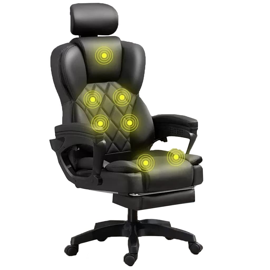 Sedia da scrivania ergonomica riscaldata per ufficio con 7 punti di massaggio girevole con poggiapiedi e lombare per ufficio