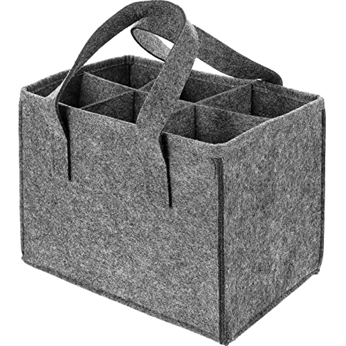 Sac 6 bouteilles de vin gris en feutre pour pique-nique