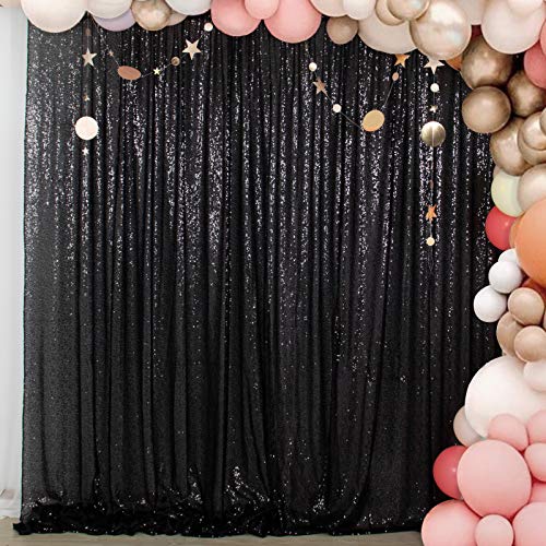 ShiDianYi Black Shimmer Sequin Fabric Photography Backdrop 8FTX8FT Glitter Background Sequin Curtain Sequence Curtain Shower Curtain Backdrop Christmas Party Backdrop
