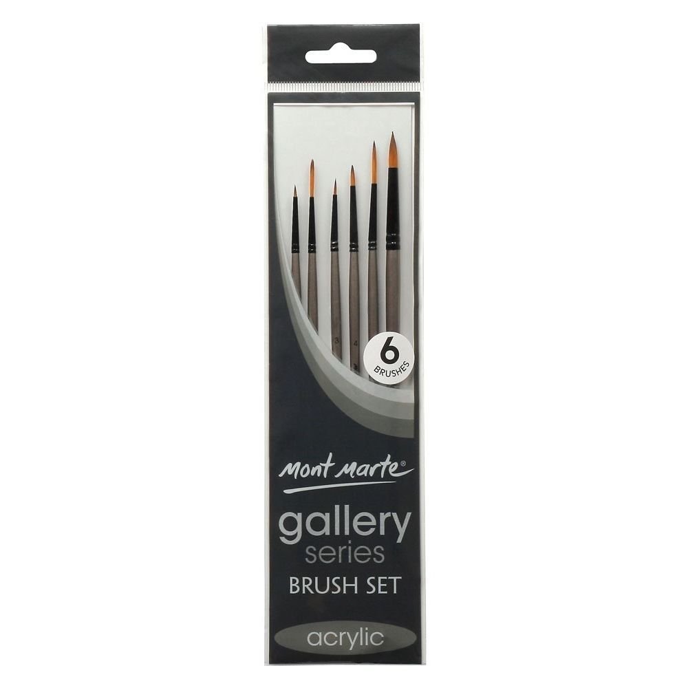 Mont Marte BRUSH SET GALLERY ACRYLIC 6PCS