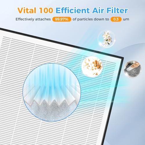 Image of 2 Pack Vital 100 Replacement Filter for LEVOIT Air Purifier | 3-in-1 HEPA and Activated Carbon Filter, Part Number Vital 100-RF