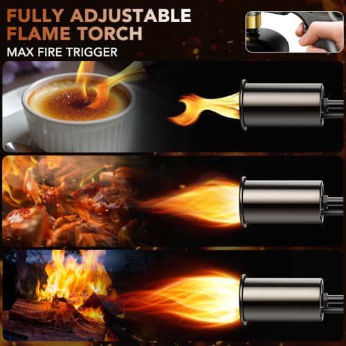 Image of Propane Torch Gun with Safety Lock and One-Touch Max Fire - Adjustable Kitchen Cooking Torch & Flame Thrower for BBQ, Grilling, Sous Vide, Searing, Campfire Starter (Tank Not Included)