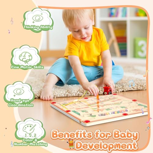 Image of BeFunky Magnetic Colour and Number Maze, Montessori Wooden Toys for 3 4 5 6 Year Olds, Colour Sorting Toys for Toddlers Fine Motor Skills Educational LearningToys for Boys Girls Gifts