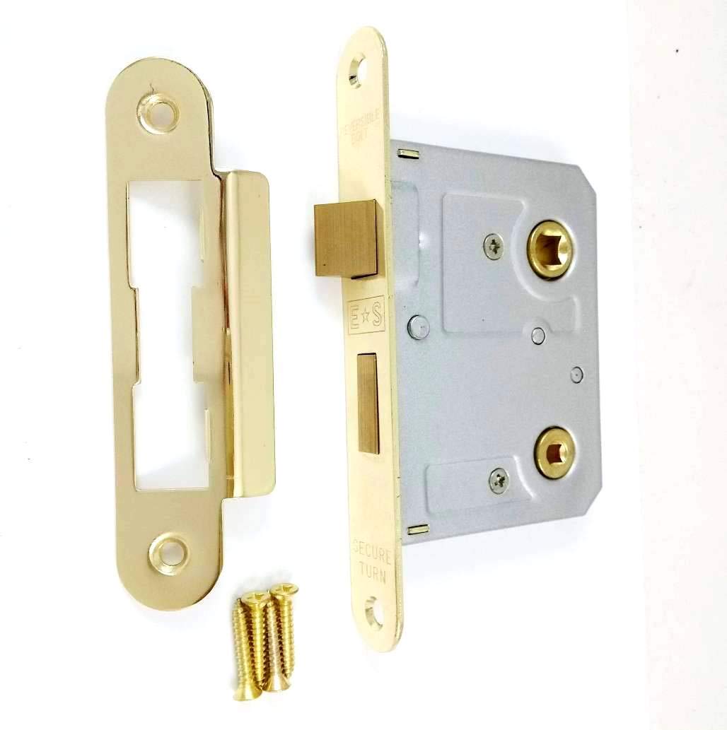 Eurospec Gold,Rose Radius Bathroom Mortice Lock In Electro Brass Gold