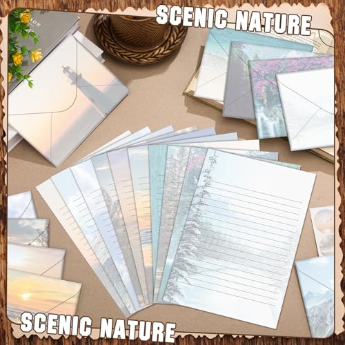 Image of TaoBary 160 Pcs Scenic Nature Stationery Paper and Envelopes Set