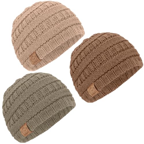 Image of KeaBabies 3-Pack Baby Beanies for Boys, Girls - Soft, Cute Baby Winter Hats 6-36 Months, Stretchy Knit, Warm Toddler Winter Hat, Newborn, Infant, Toddler Beanie for Babies Girl, Boy (Dune, M)