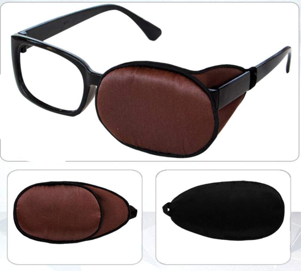 Kid/Adult Visual Acuity Recovery Silk Eye Mask Training Amblyopia Strabismus Corrected Lazy Eye Patches for Glasses(Brown)