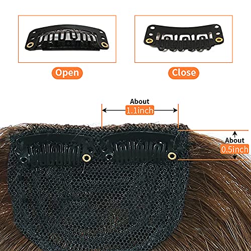 Thick Hair Bangs Real Human Hair French Bang Clip in Fringe Hair Extension Unprocessed Fringe, Light Brown Color - Image 3