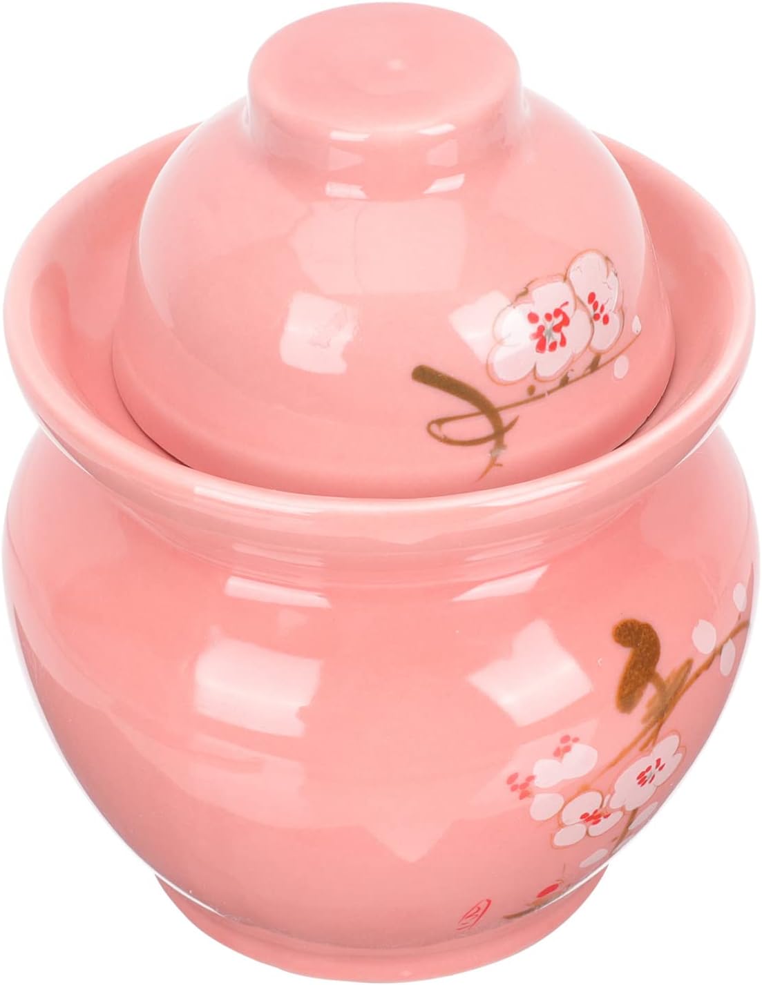 Luxshiny Ceramic Kimchi Jar Glass Canister with Lid Pickling Container