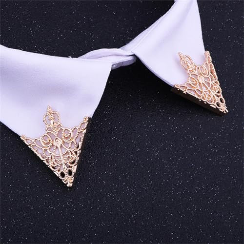 Image of coadipress 2PCS Retro Hollow Triangle Collar Pins Brooch for Men Women Hollow Floral Shirt Suit Clothing Collar Angle Decoration Parts